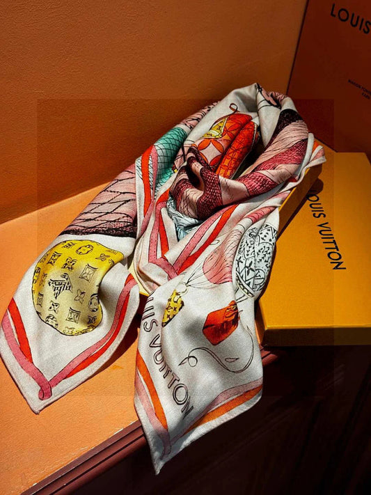LV SCARF 140 CM IN WOOL MIX SILK 735799 mysite