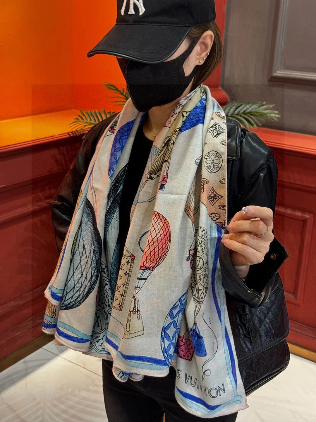 LV SCARF 140 CM IN WOOL MIX SILK 735798 mysite