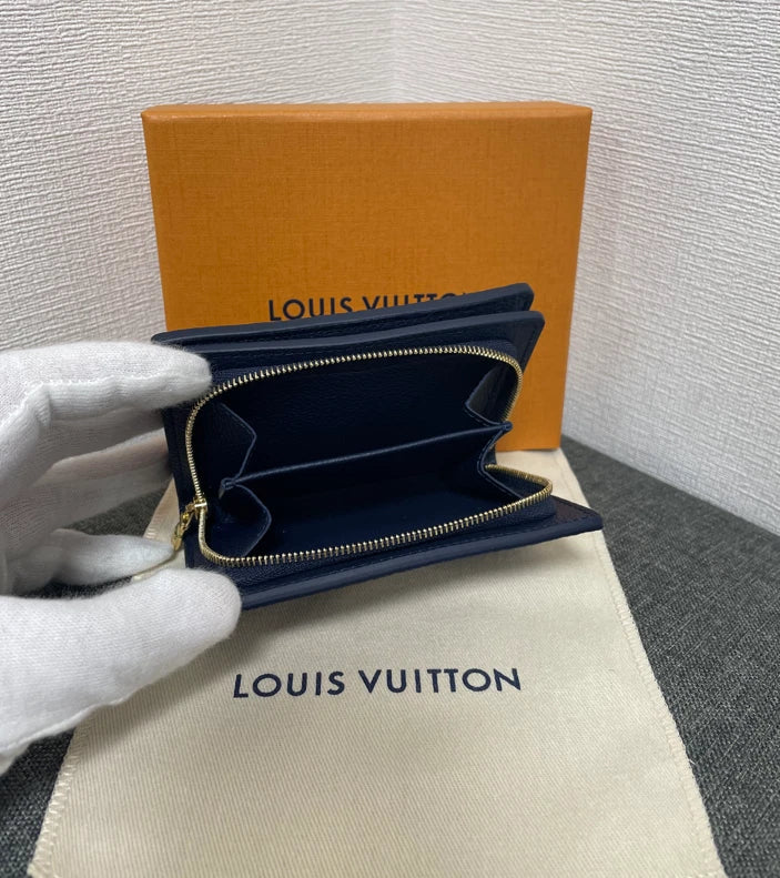 LV Cléa Wallet Purse Navy Blue Beige Cowhide mysite