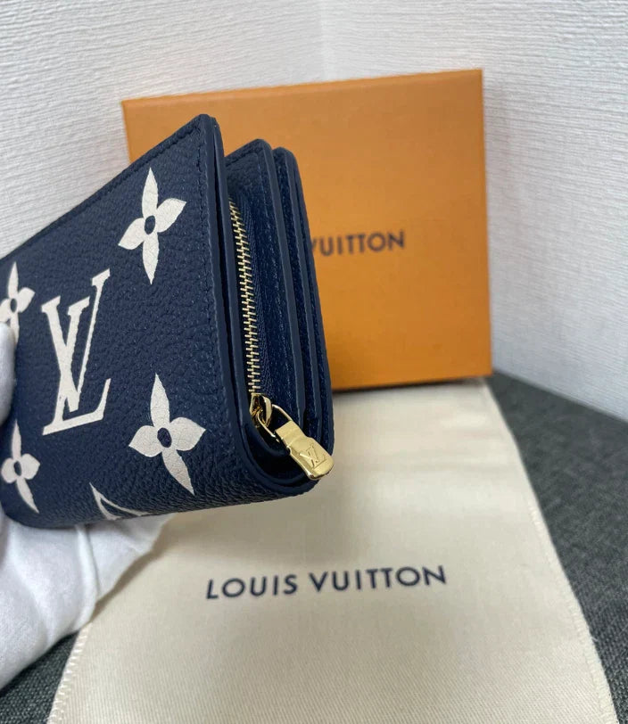 LV Cléa Wallet Purse Navy Blue Beige Cowhide mysite