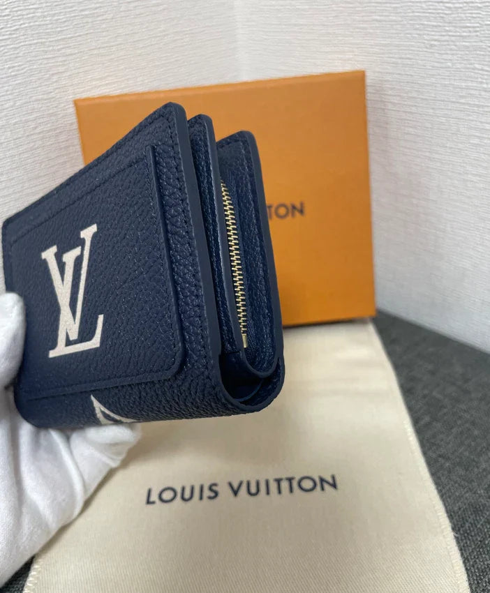 LV Cléa Wallet Purse Navy Blue Beige Cowhide mysite