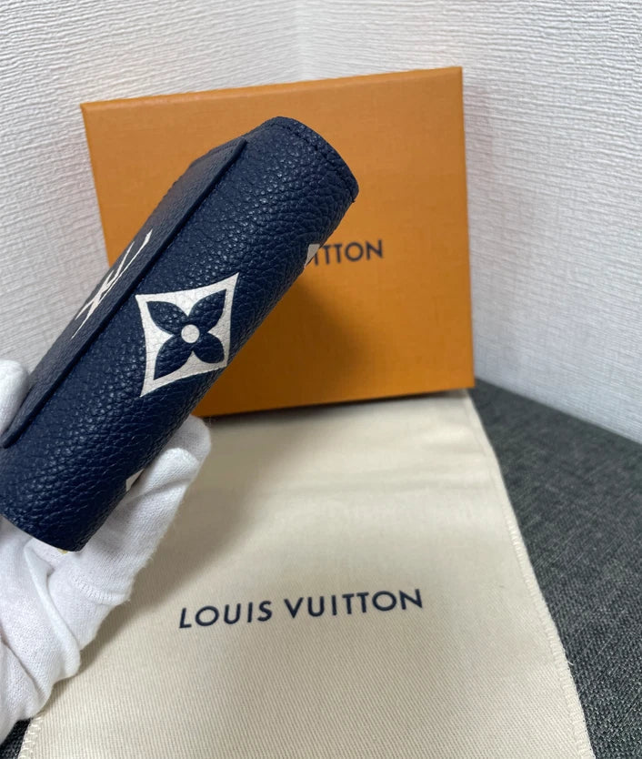 LV Cléa Wallet Purse Navy Blue Beige Cowhide mysite