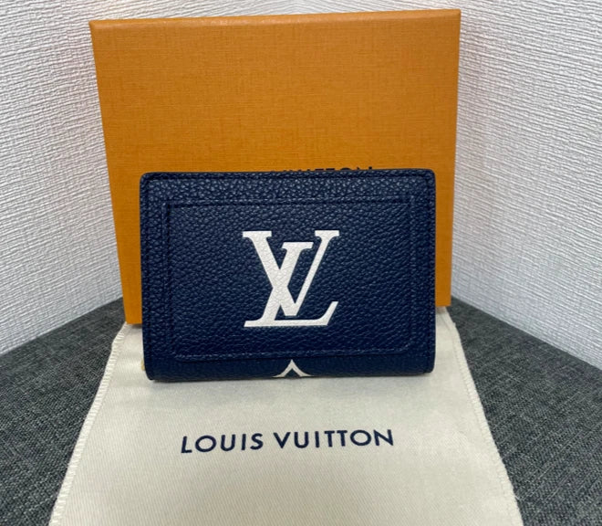 LV Cléa Wallet Purse Navy Blue Beige Cowhide mysite