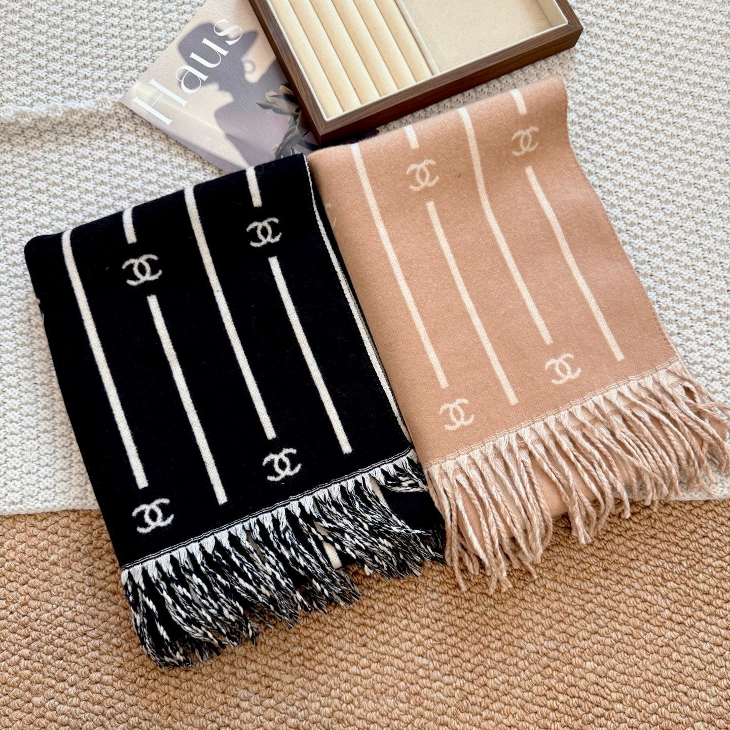 Double-sided Jacquard Tassel Scarf mysite