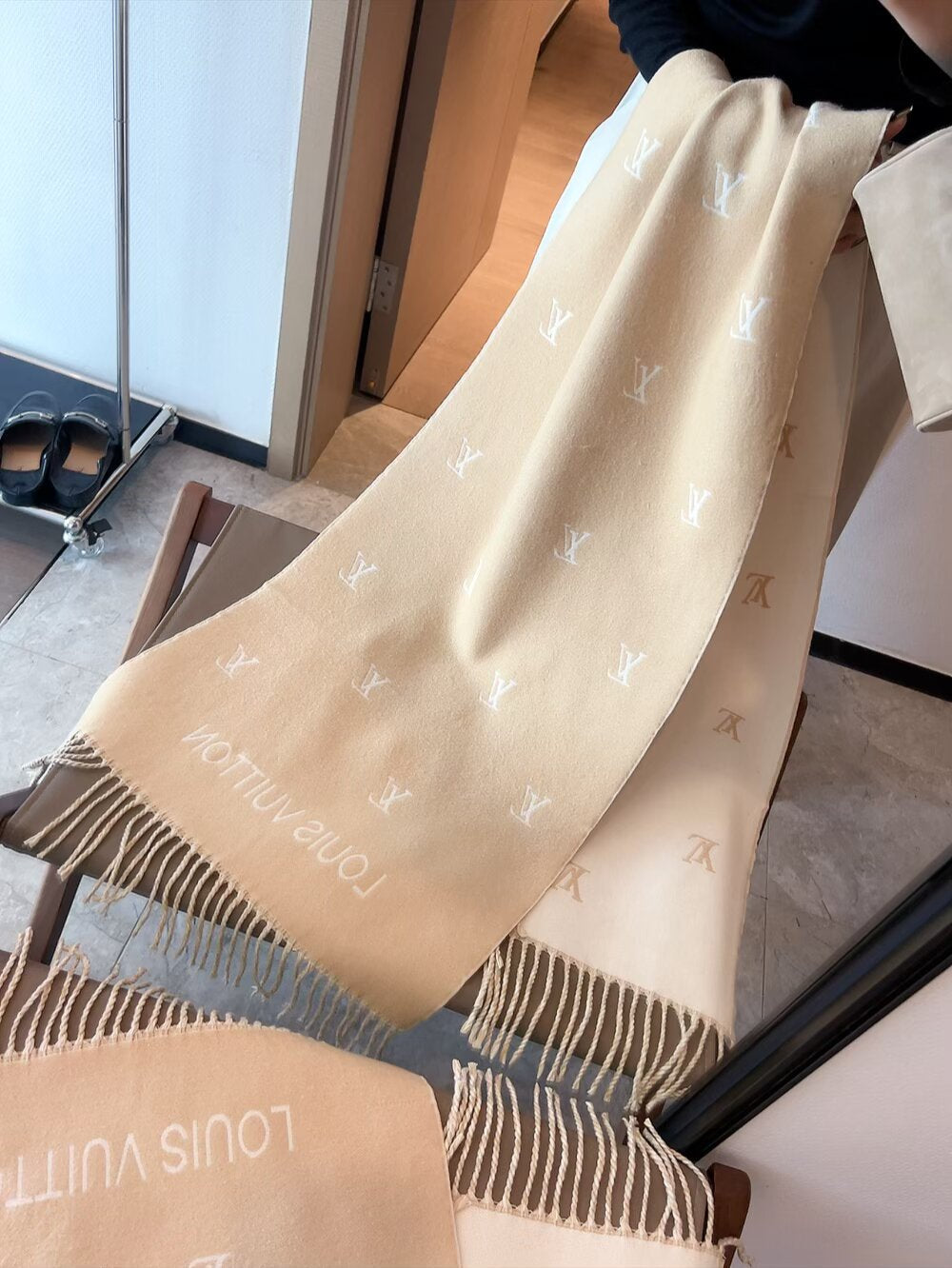 Double-sided jacquard tassel scarf mysite