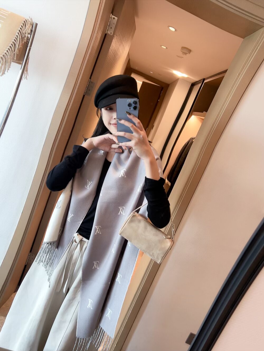 Double-sided jacquard tassel scarf mysite