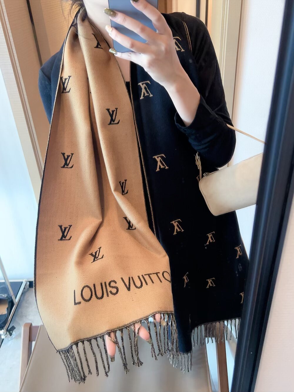 Double-sided jacquard tassel scarf mysite
