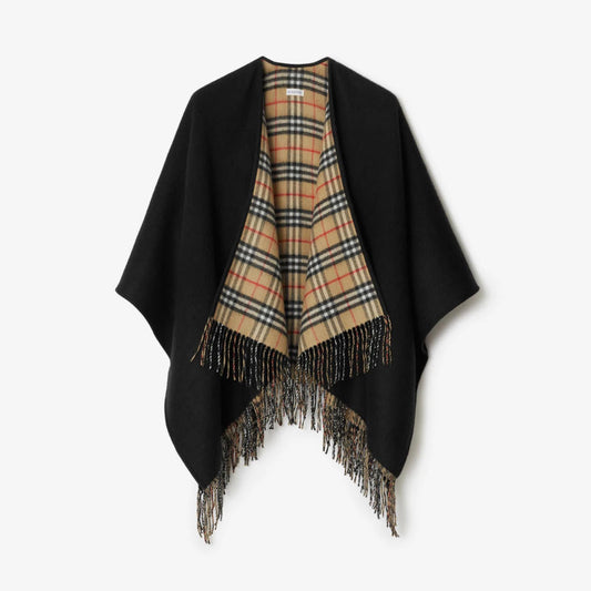 Reversible Black Vintage Plaid Cape mysite