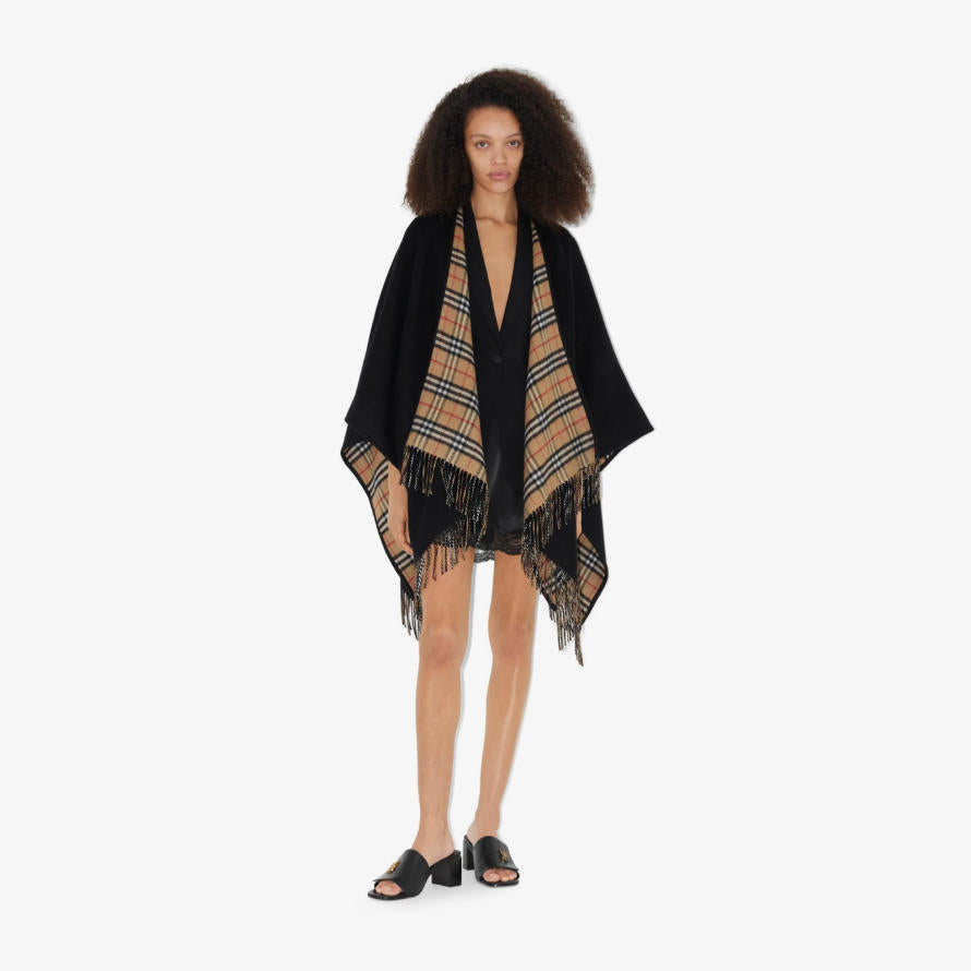 Reversible Black Vintage Plaid Cape mysite