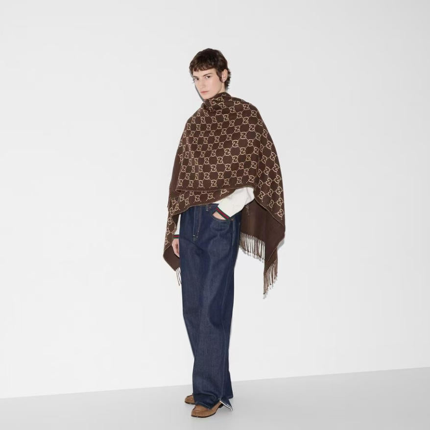 Wool Tassel Jacquard Cape mysite