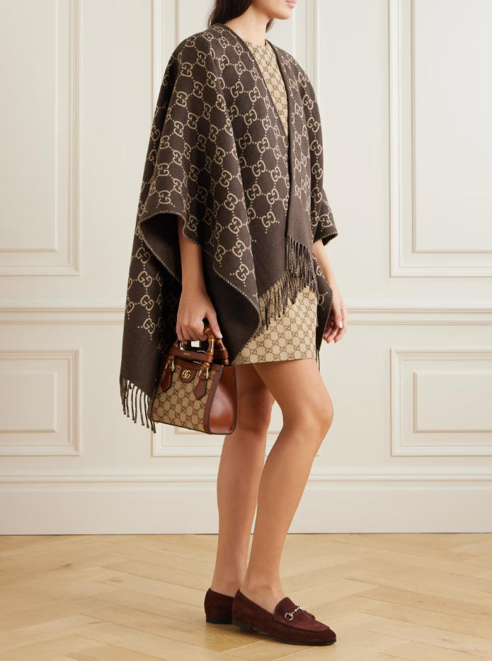 Wool Tassel Jacquard Cape mysite