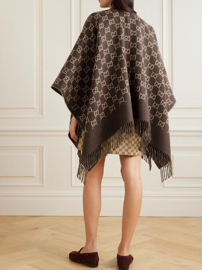 Wool Tassel Jacquard Cape mysite