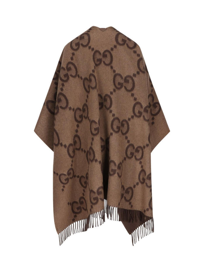 Brown Vintage Wool Jacquard Cape mysite