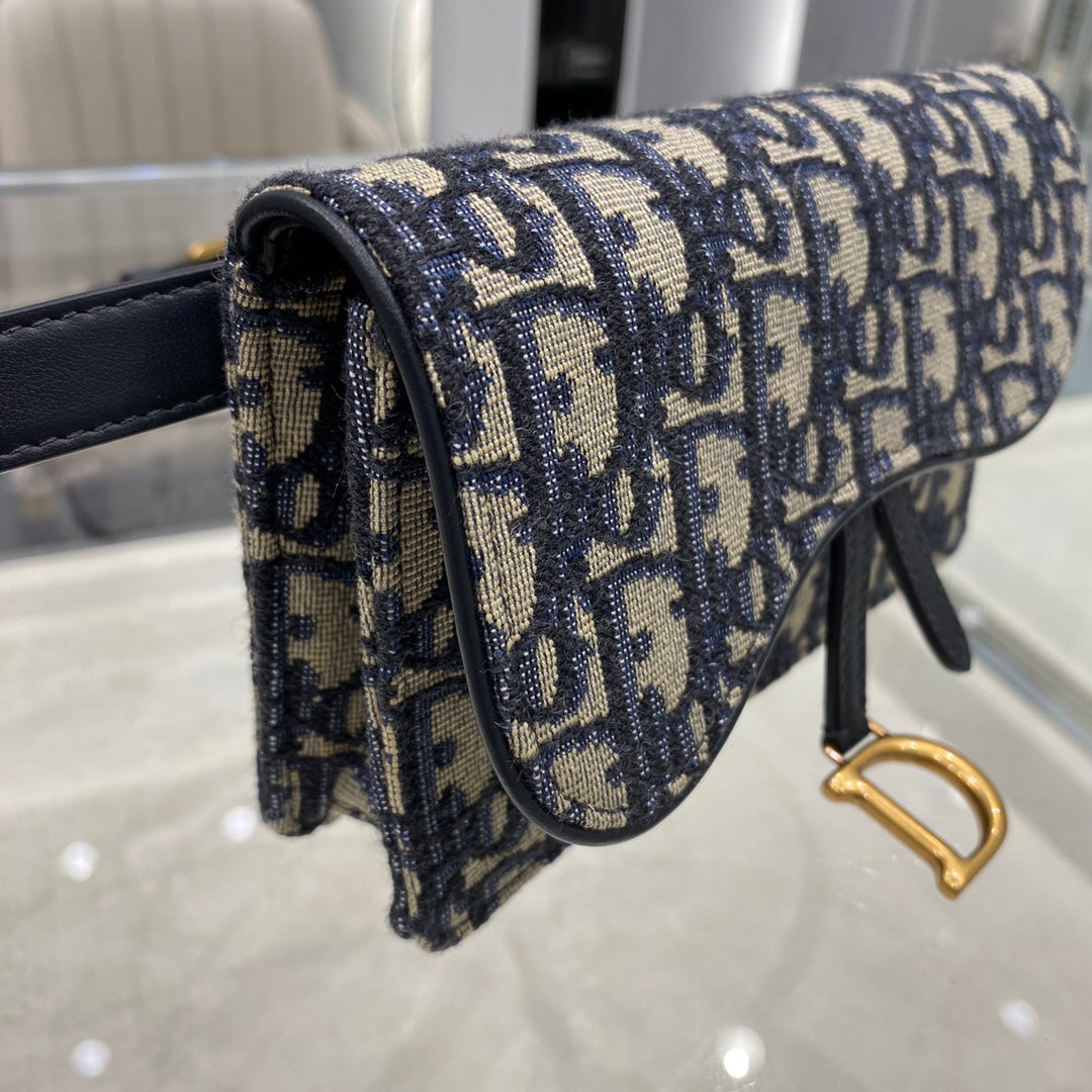 CD SADDLE 17CM BELT BEG BLUE OBLIQUE EMBROIDERY mysite