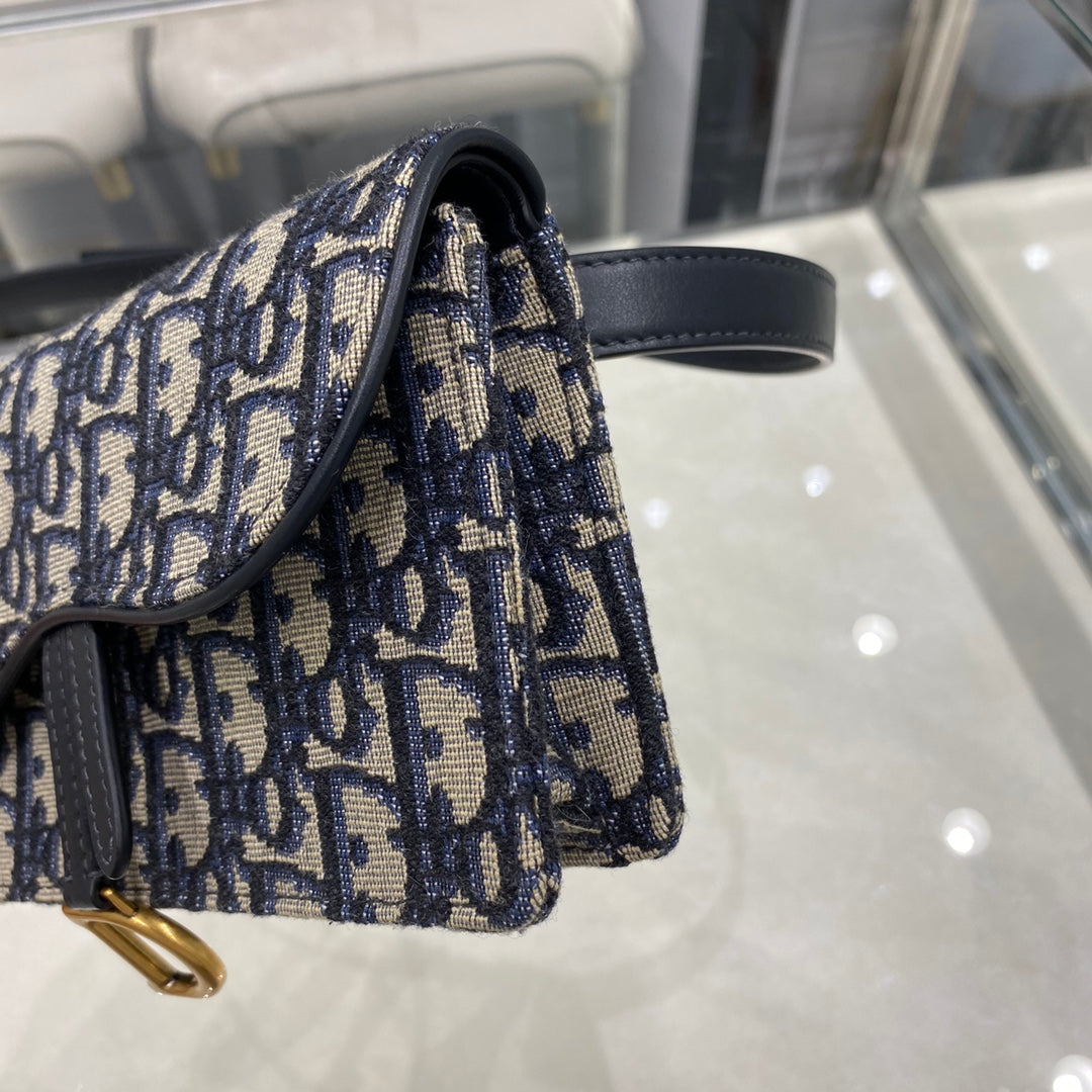 CD SADDLE 17CM BELT BEG BLUE OBLIQUE EMBROIDERY mysite