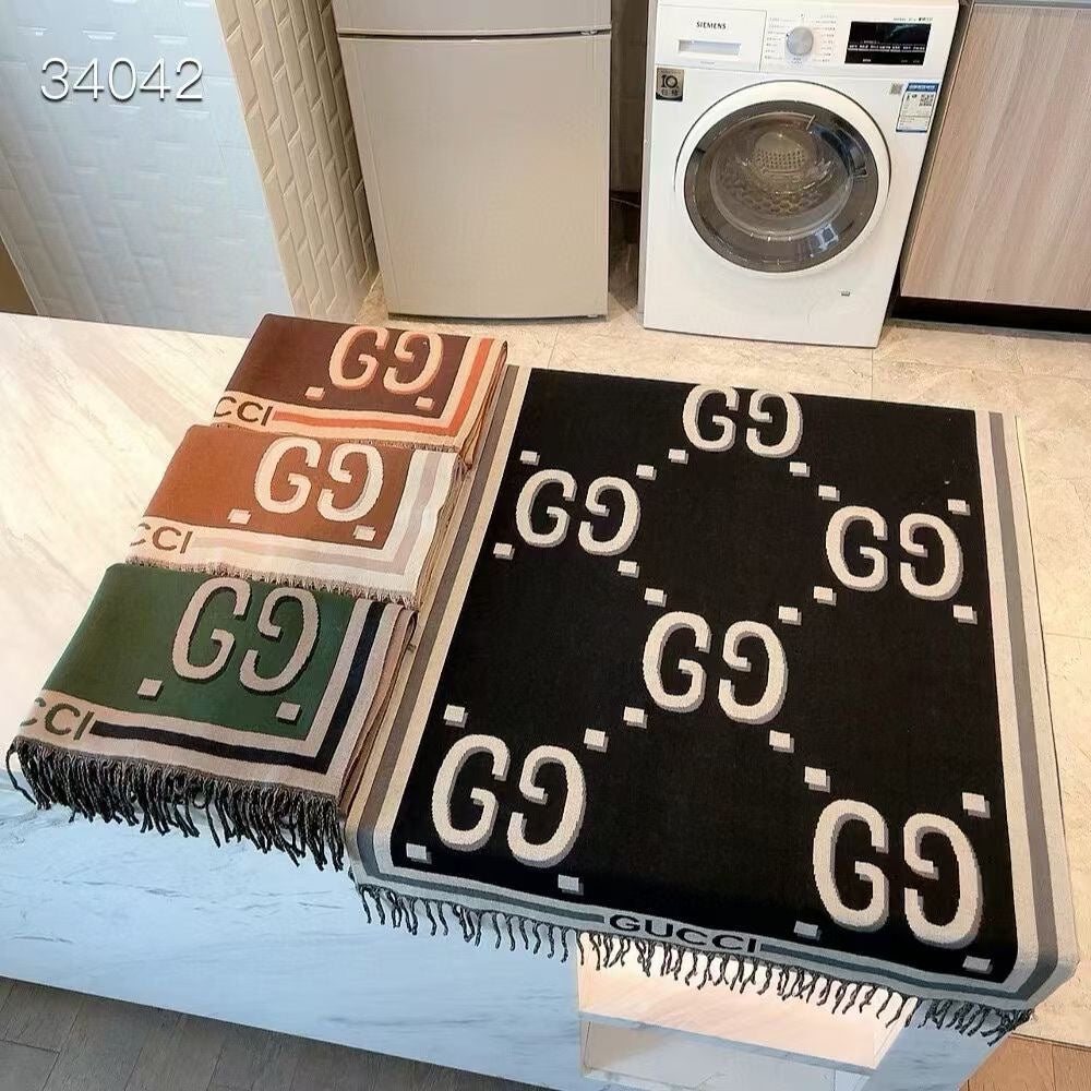 Color Block Logo Jacquard Cashmere Scarf-01 mysite