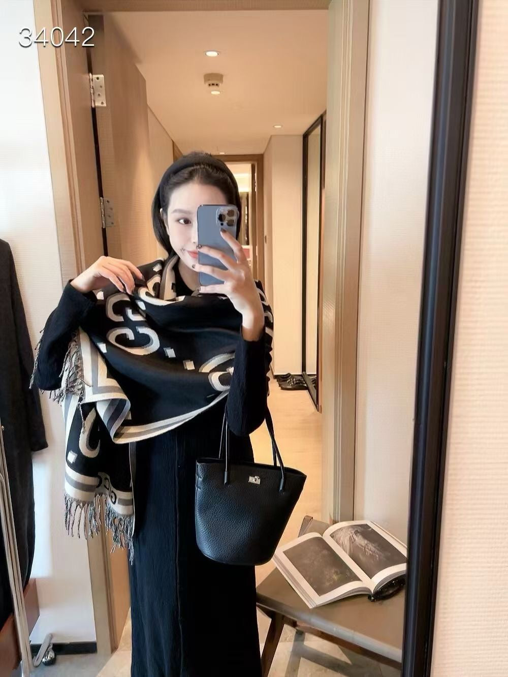 Color Block Logo Jacquard Cashmere Scarf-01 mysite