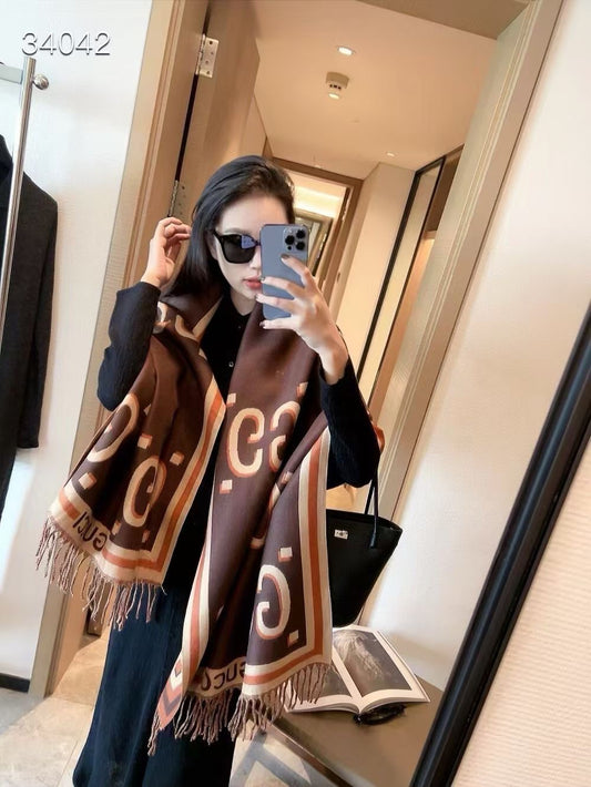 Color Block Logo Jacquard Cashmere Scarf-01 mysite