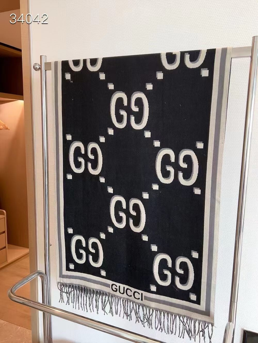 Color Block Logo Jacquard Cashmere Scarf-01 mysite