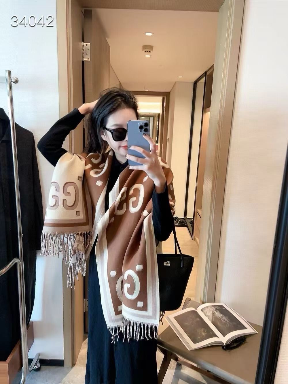 Color Block Logo Jacquard Cashmere Scarf-01 mysite