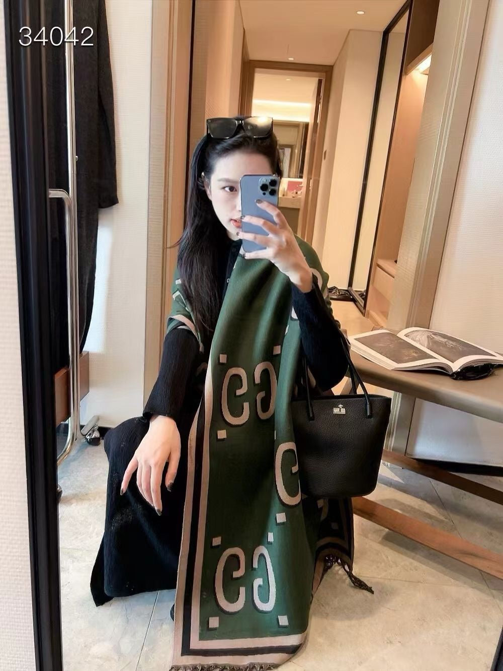 Color Block Logo Jacquard Cashmere Scarf-01 mysite