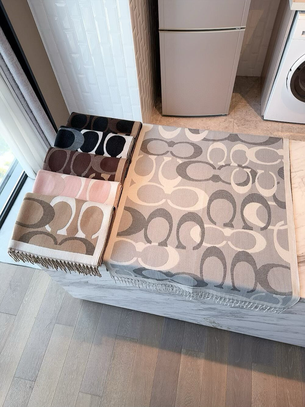 Simple Monogram Cashmere Fringed Scarf-10 mysite