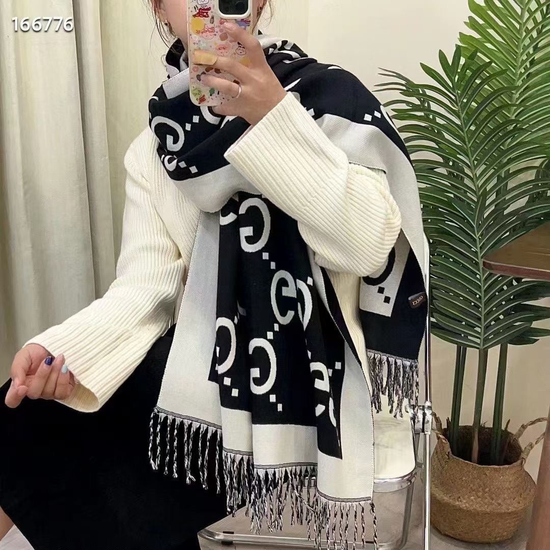 F-letter Cashmere Fringed Scarf Shawl-12 mysite