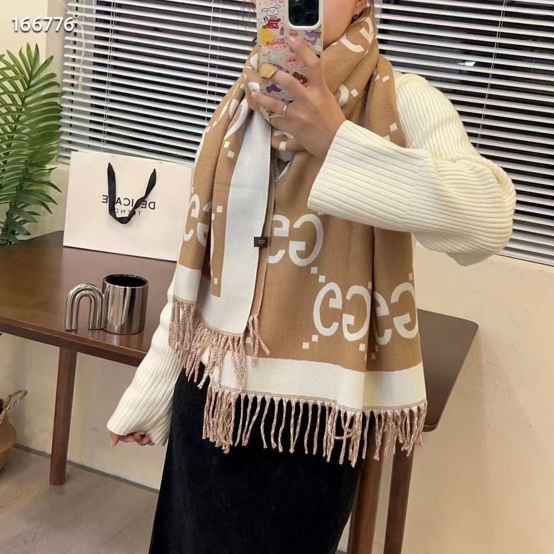 F-letter Cashmere Fringed Scarf Shawl-12 mysite