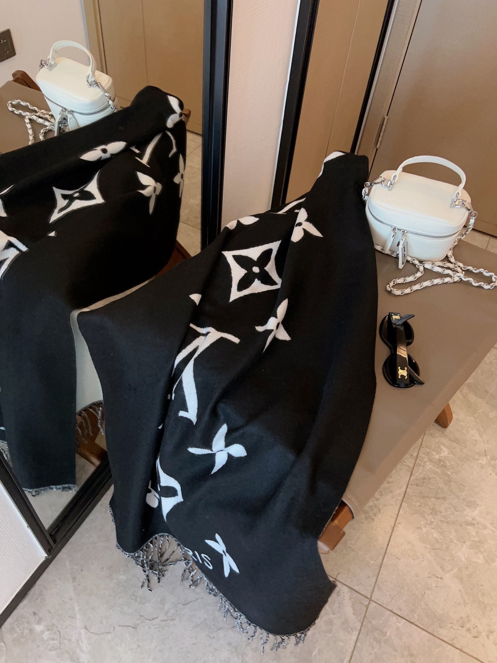 Cashmere Double Embroidered Vertical Knit Scarf-18 mysite