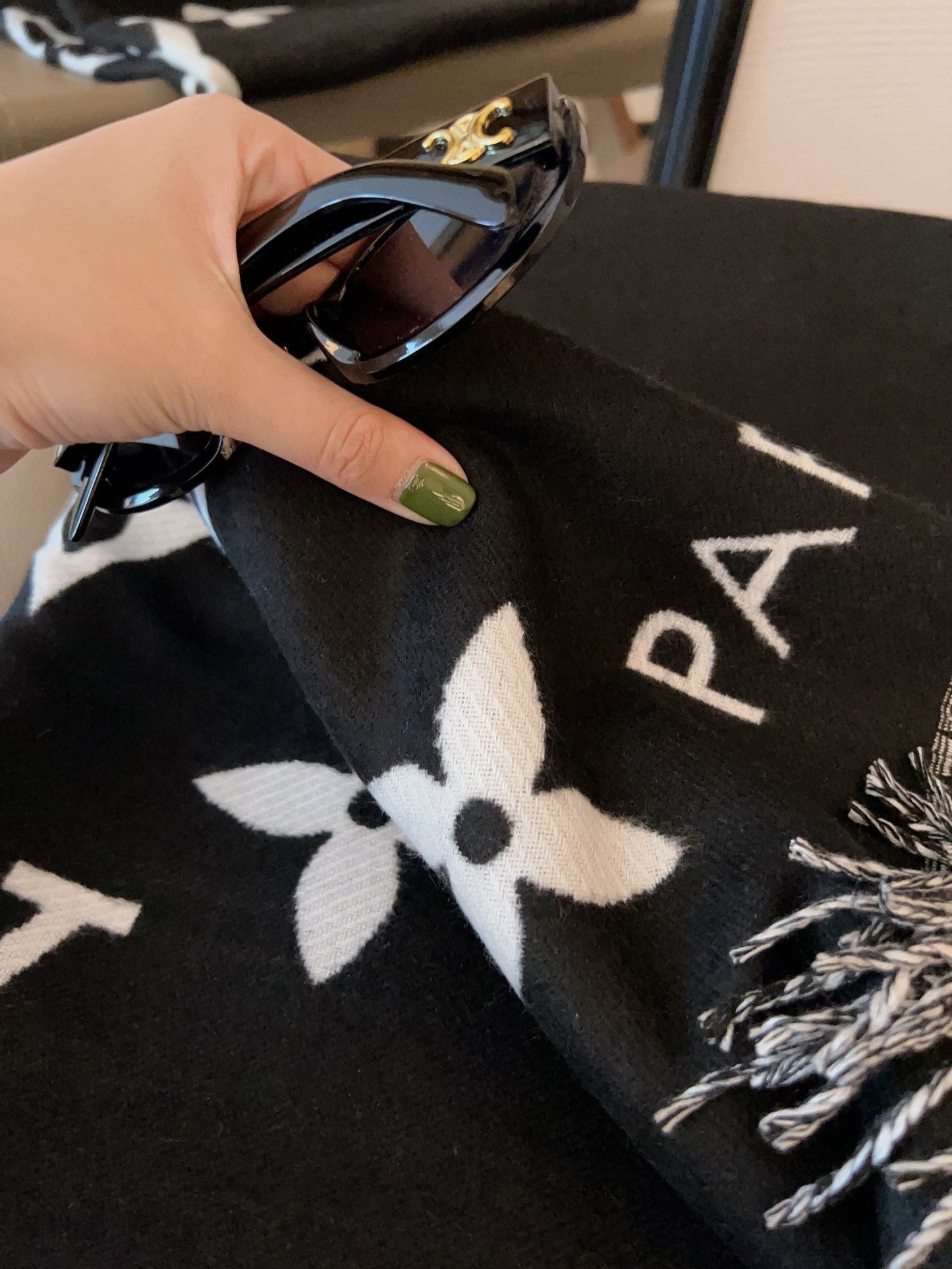 Cashmere Double Embroidered Vertical Knit Scarf-18 mysite