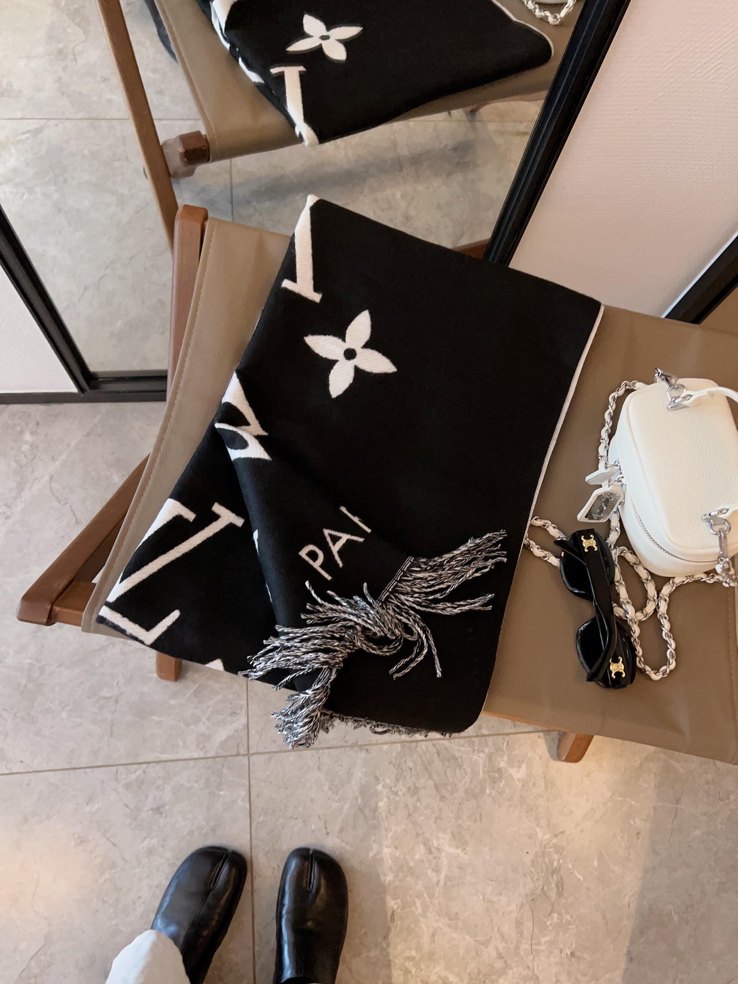 Cashmere Double Embroidered Vertical Knit Scarf-18 mysite