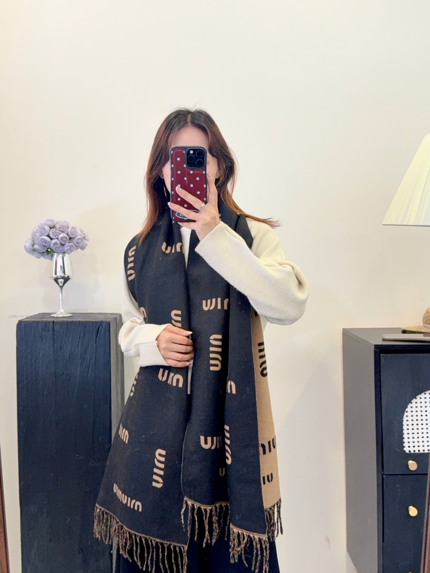 Classic Monogram Cashmere Jacquard Knit Scarf-19 mysite