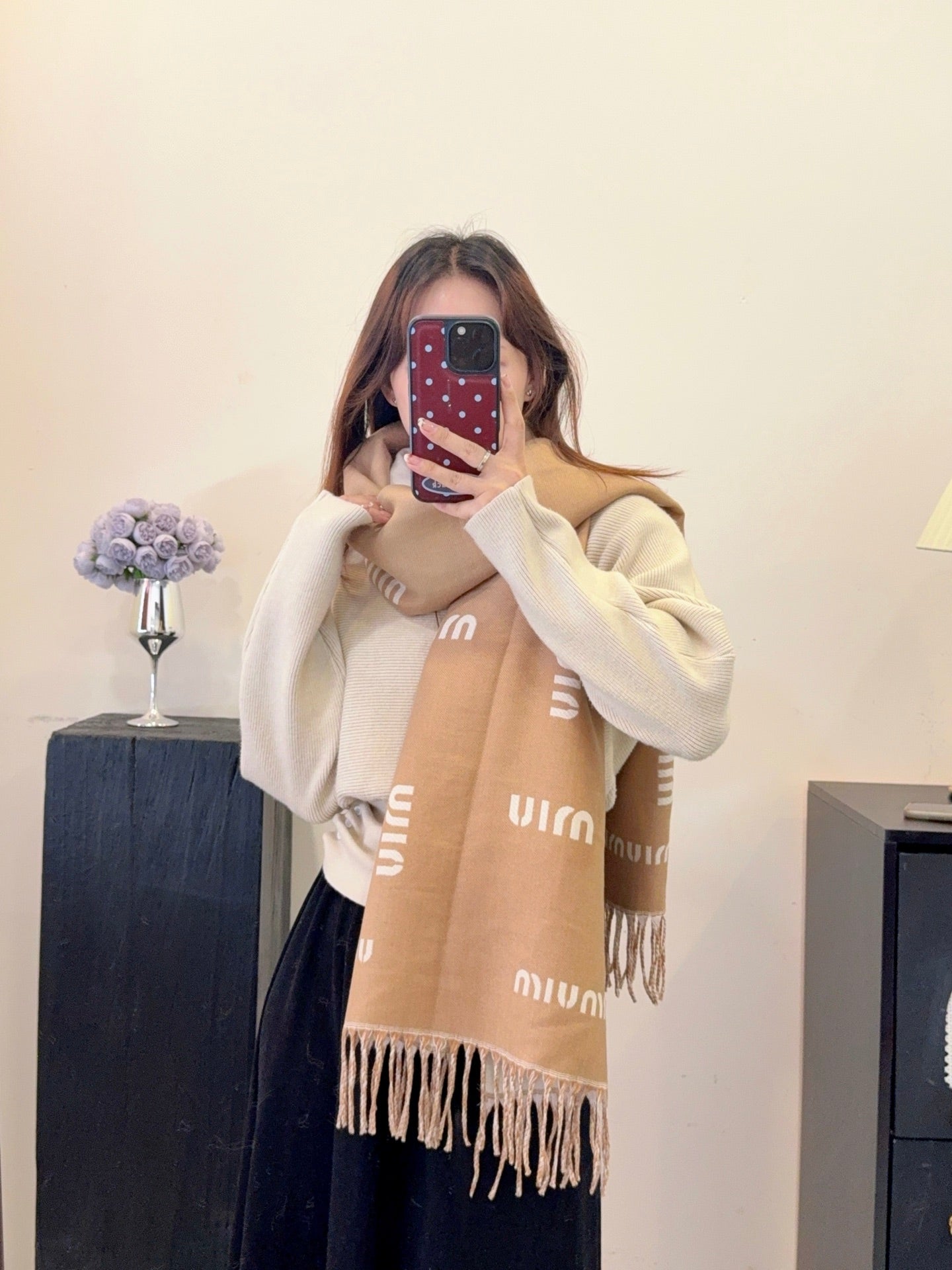 Classic Monogram Cashmere Jacquard Knit Scarf-19 mysite