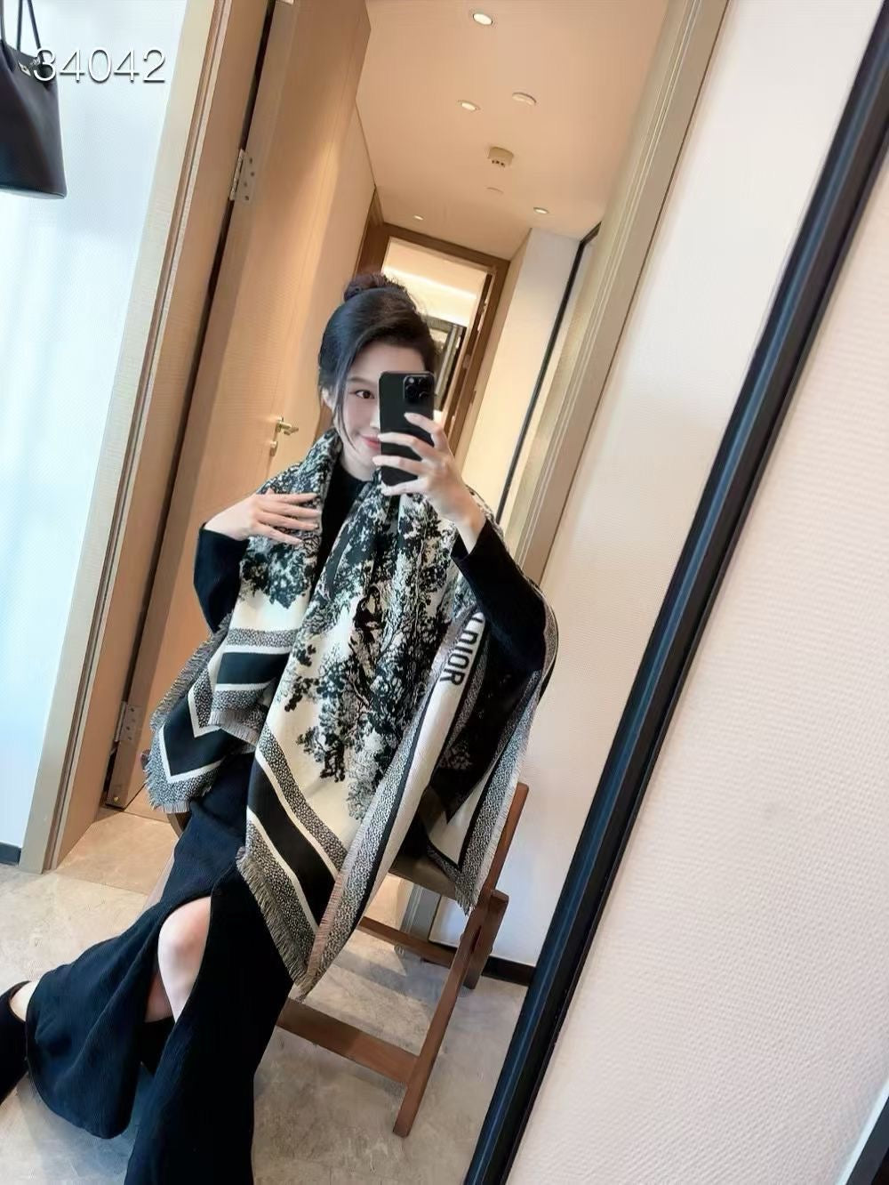 Monogram Check Cashmere Scarf-22 mysite