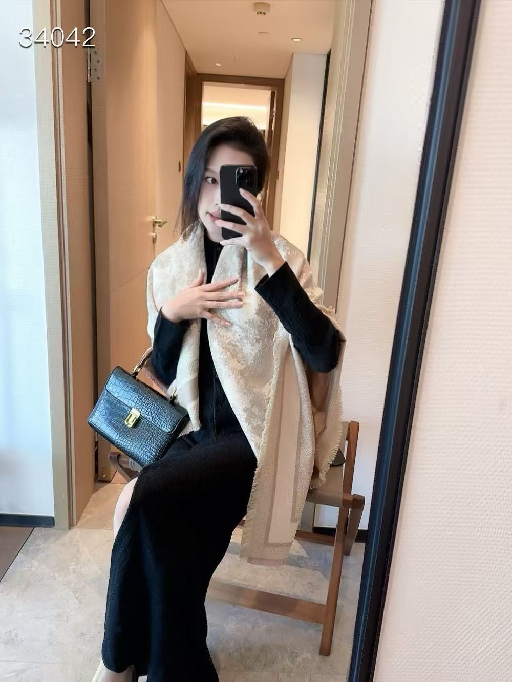 Monogram Check Cashmere Scarf-22 mysite