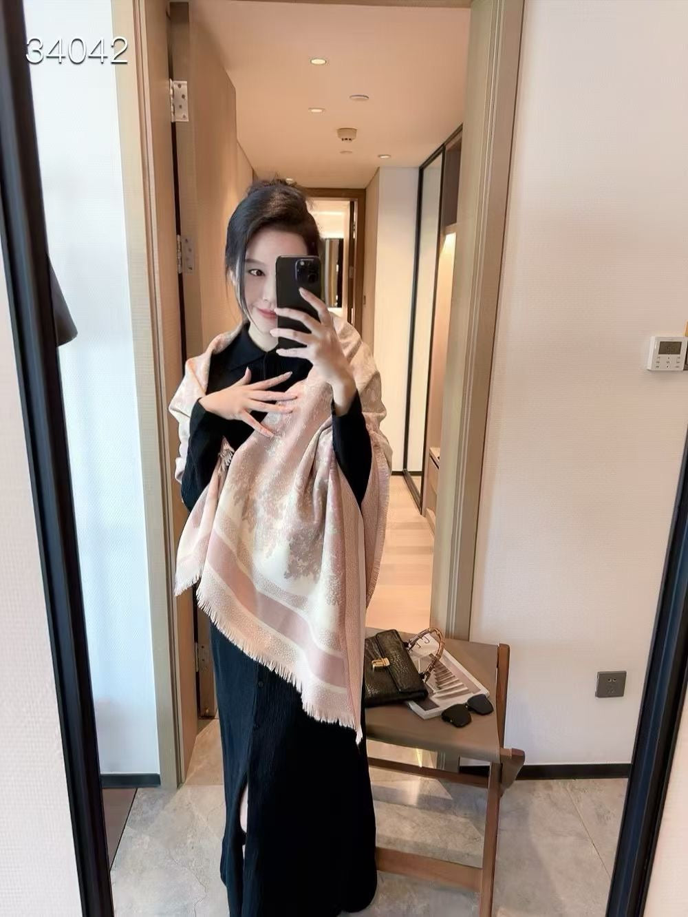 Monogram Check Cashmere Scarf-22 mysite