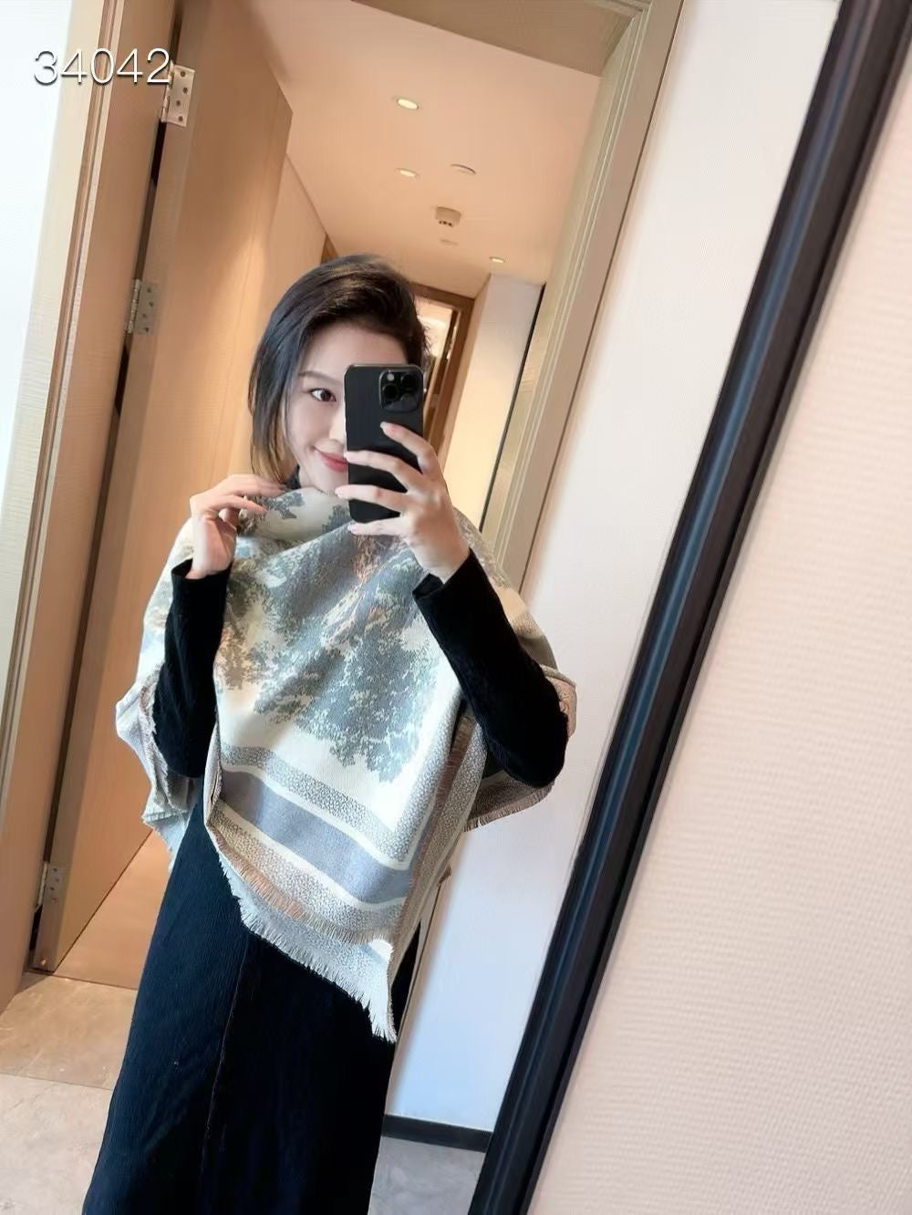 Monogram Check Cashmere Scarf-22 mysite