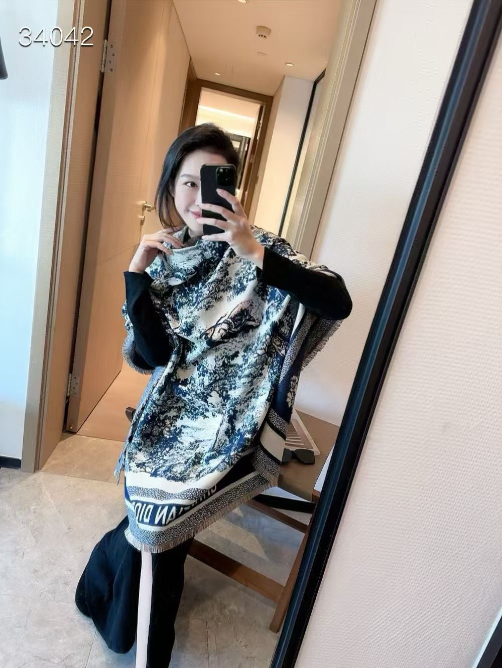 Monogram Check Cashmere Scarf-22 mysite