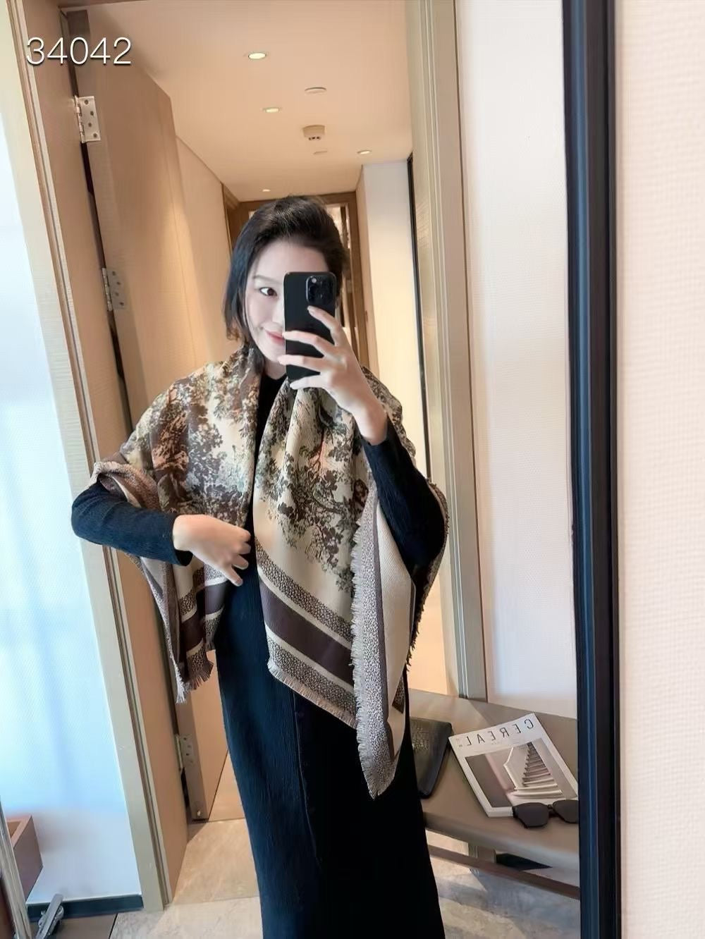 Monogram Check Cashmere Scarf-22 mysite