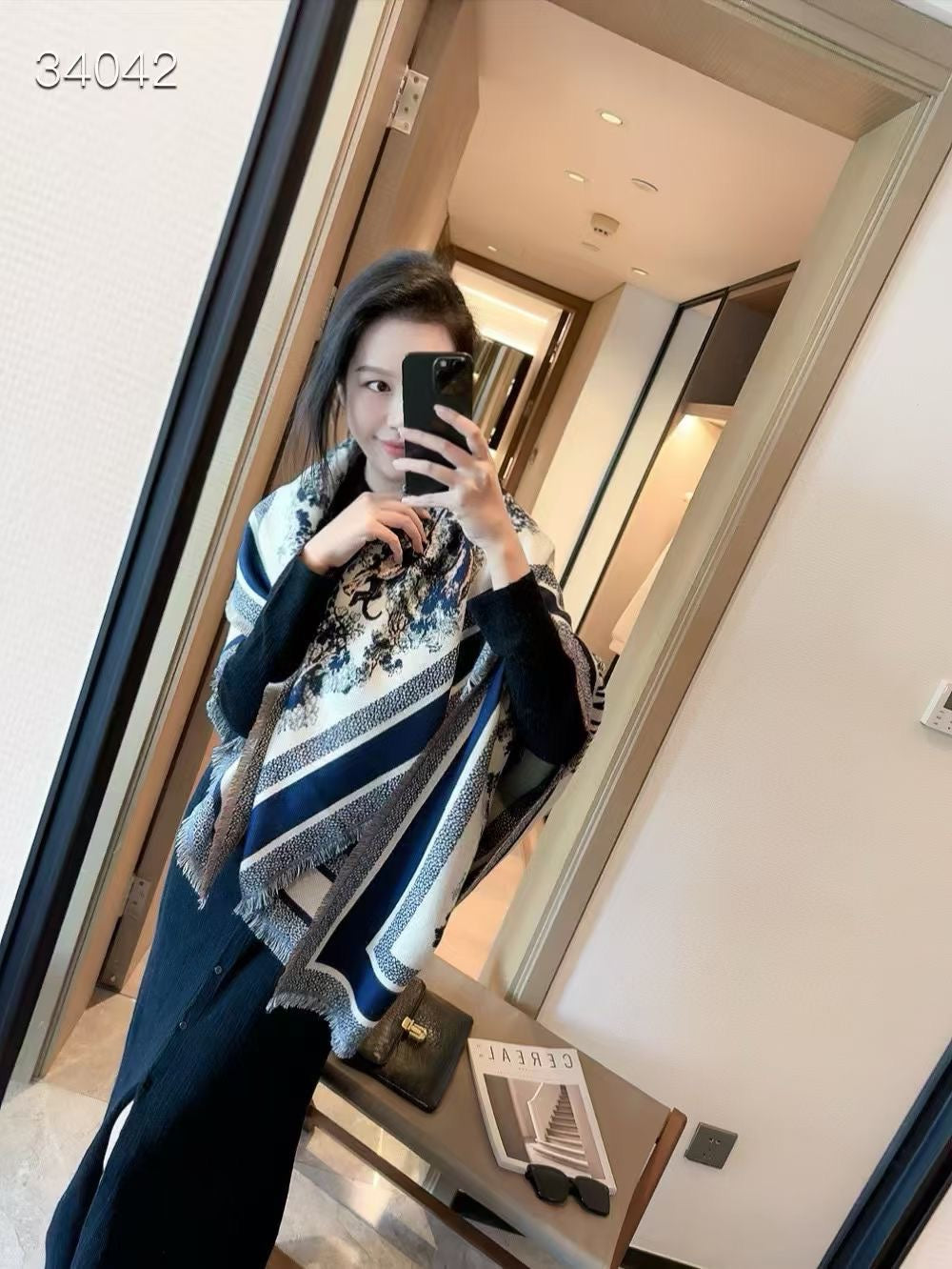 Monogram Check Cashmere Scarf-22 mysite