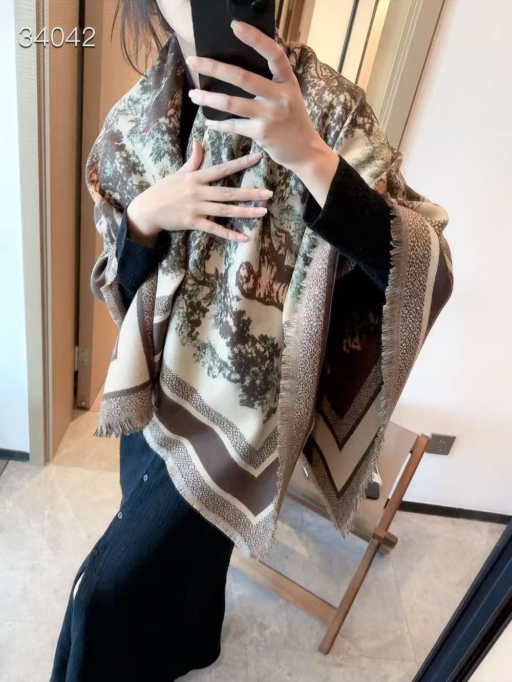 Monogram Check Cashmere Scarf-22 mysite