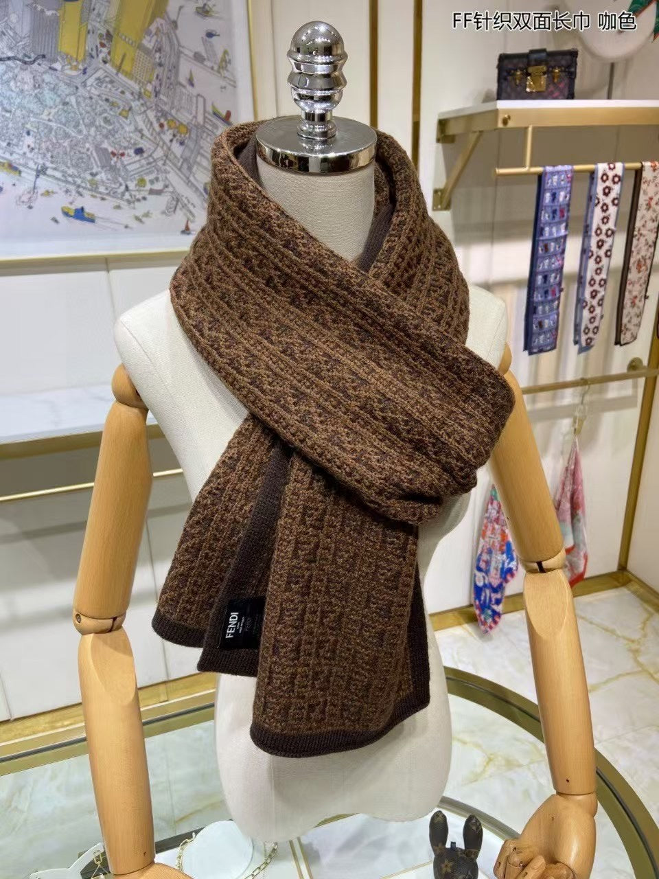 Trendy monogram jacquard fringed scarf-26 mysite