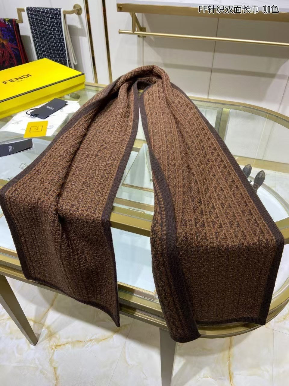 Trendy monogram jacquard fringed scarf-26 mysite