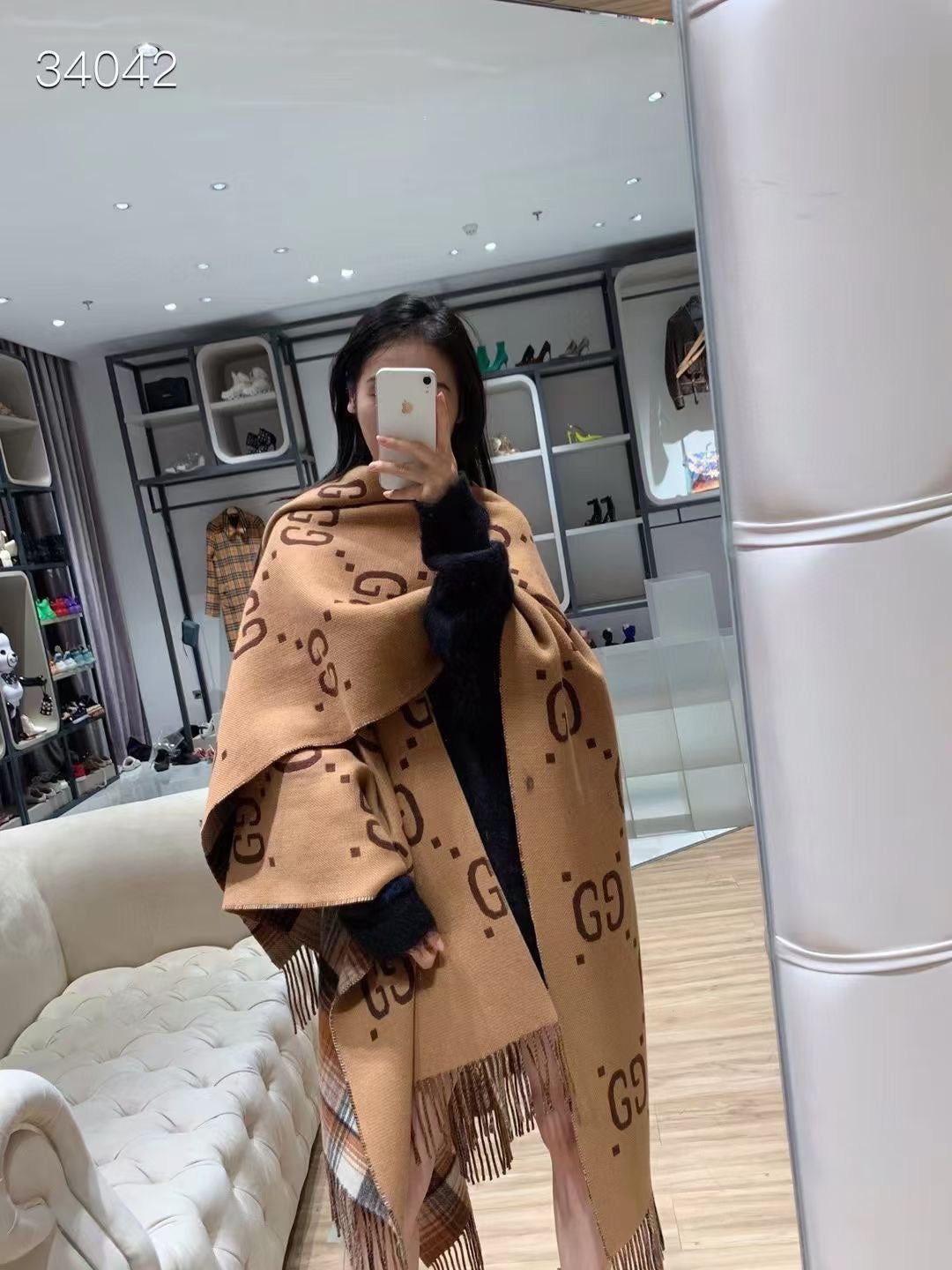 Color Block Letter Border Jacquard Scarf-27 mysite