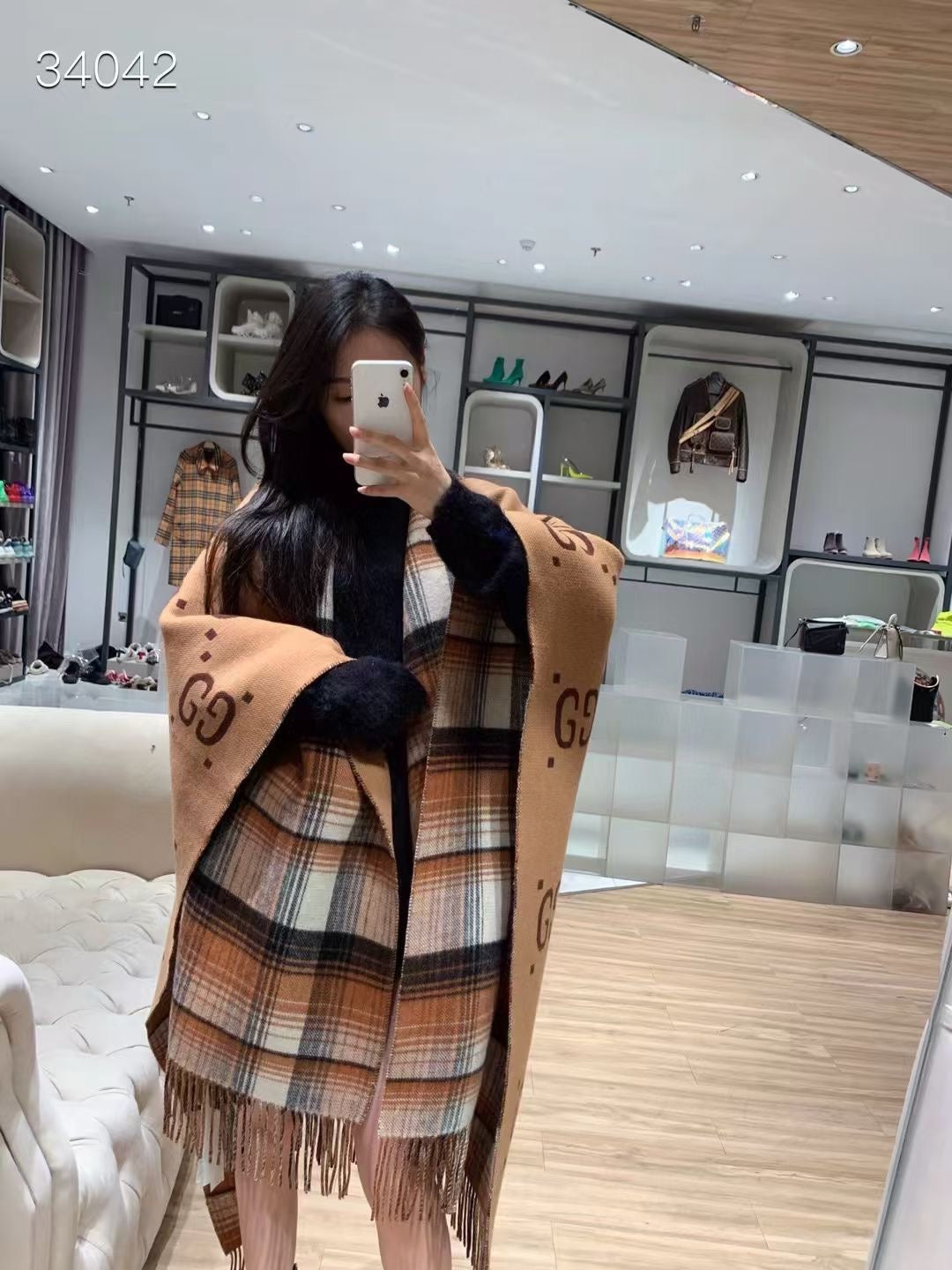 Color Block Letter Border Jacquard Scarf-27 mysite