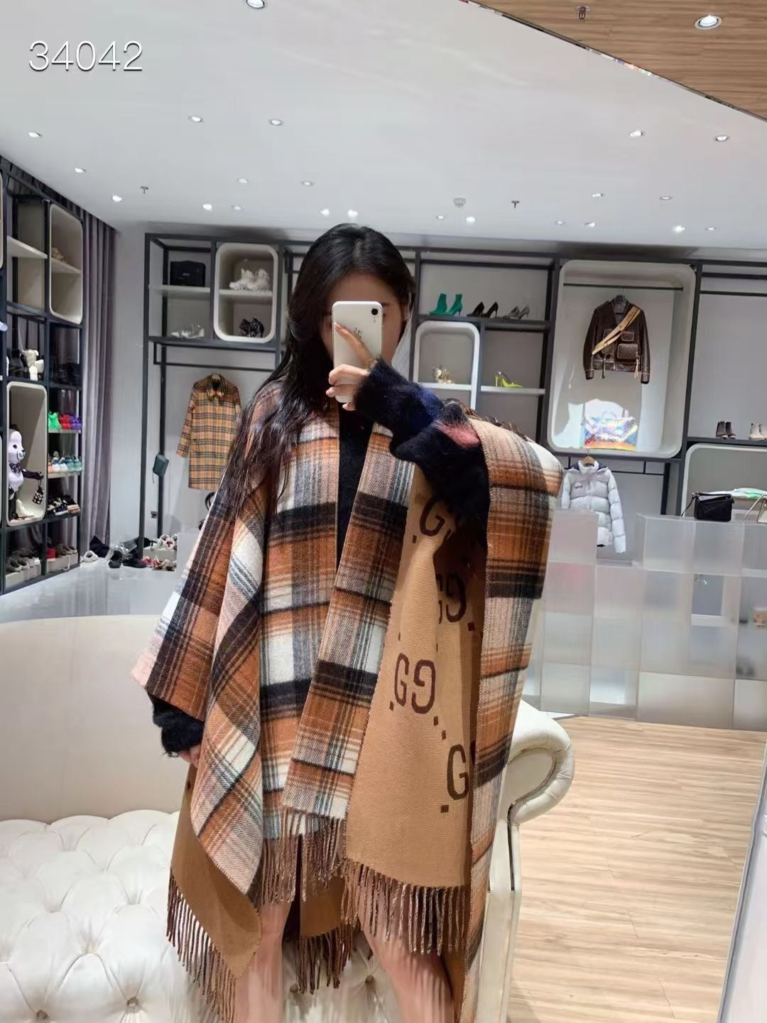 Color Block Letter Border Jacquard Scarf-27 mysite