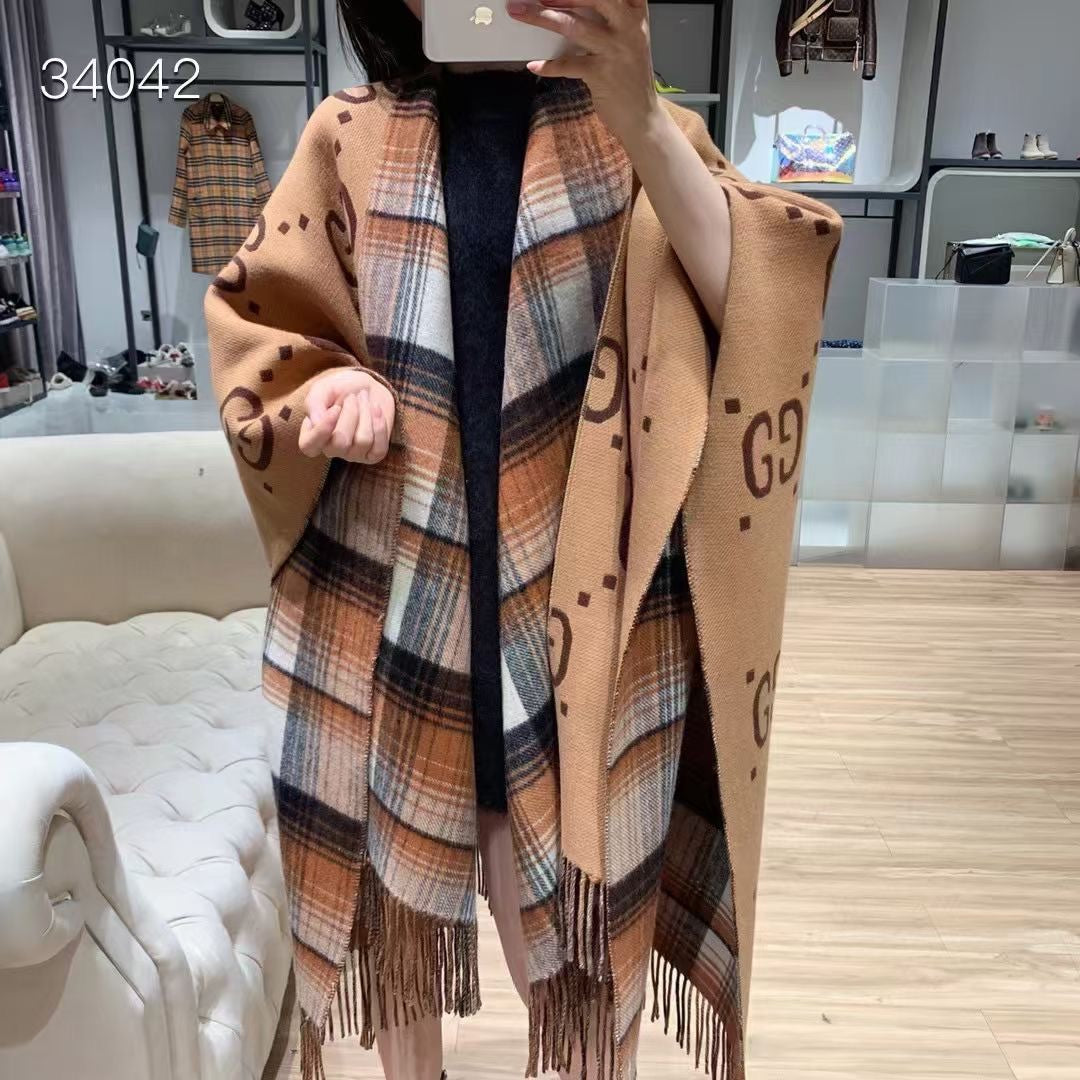 Color Block Letter Border Jacquard Scarf-27 mysite