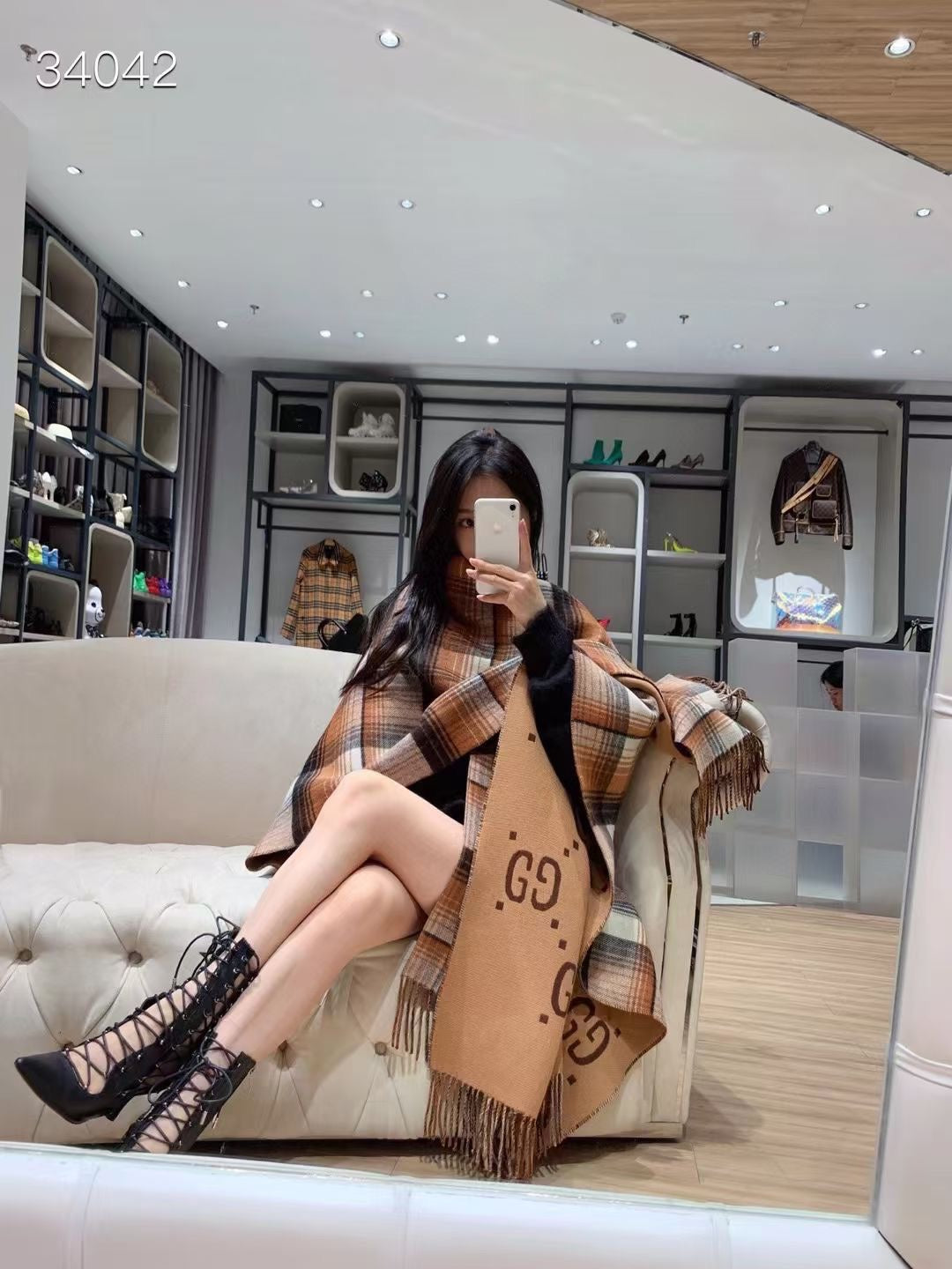 Color Block Letter Border Jacquard Scarf-27 mysite