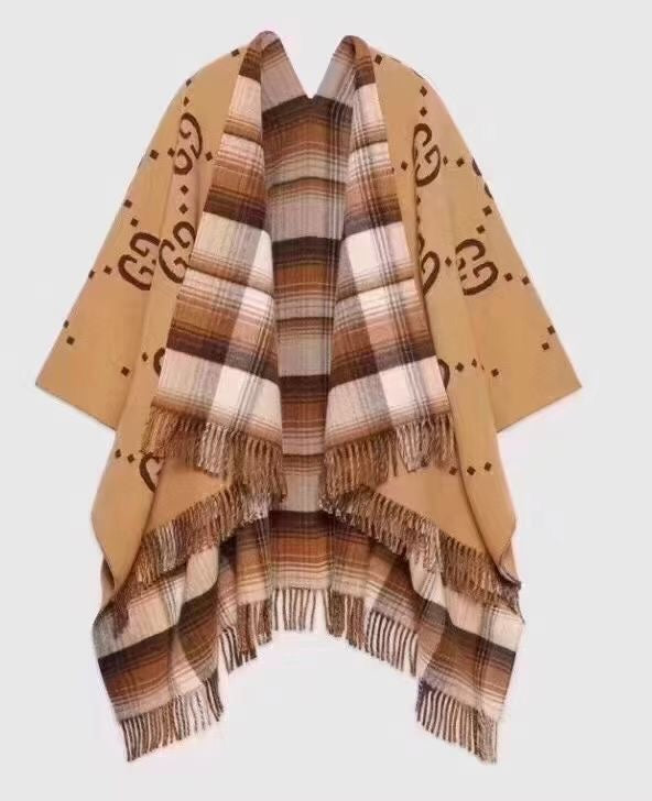 Color Block Letter Border Jacquard Scarf-27 mysite